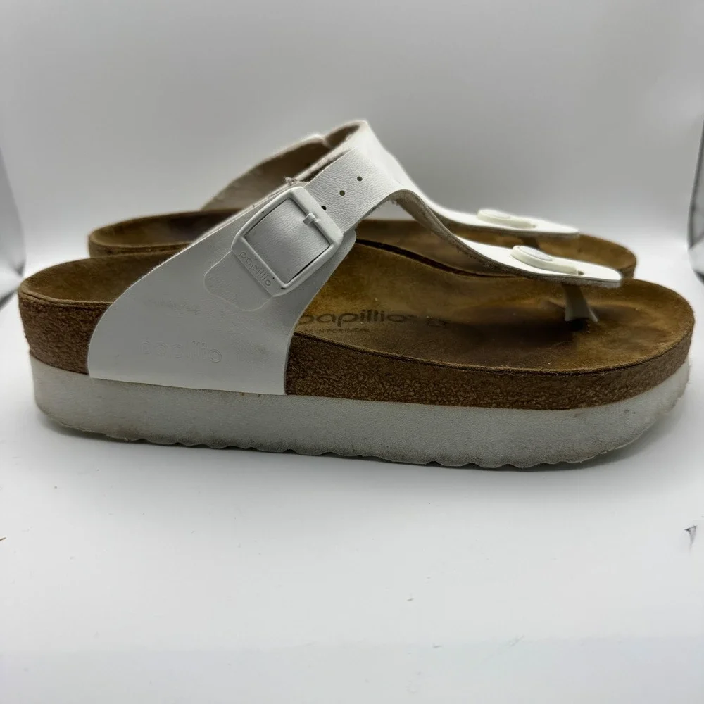 Papillio by Birkenstock Gizeh White Platform Sandals Womens EU 38 L7 M5